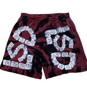 Men's Maroon and Black Athletic Shorts